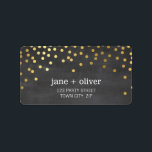 FESTIVE LABEL modern confetti spot gold foil grey<br><div class="desc">NOTE - the gold foil image is a printed picture Adhere to the back of your envelopes as a classy, personalized return address label. Setup as a template it is simple for you to add your own details, or hit the customize button and you can add or change text, fonts,...</div>
