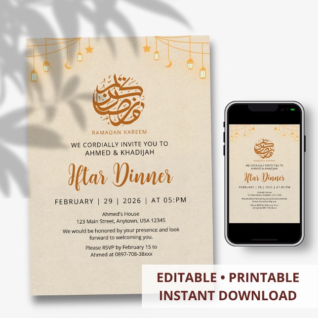 Festive Lantern Bunting Ramadan Iftar Invitation (Creator Uploaded)