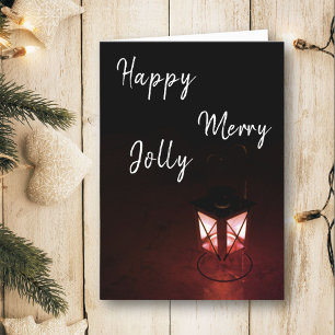 Festive Lantern Happy Merry Jolly Christmas Holiday Card