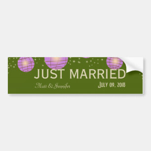 Festive Lanterns with Pastel Moss Green & Lavender Bumper Sticker