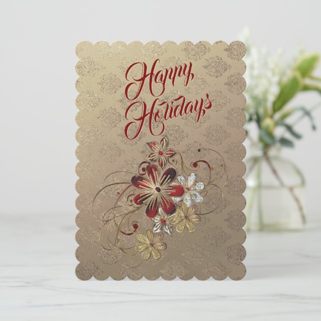 Festive Laurel Holiday Party Invitation (Standing Front)