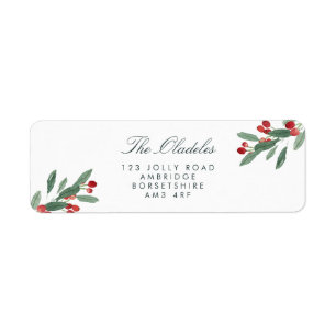 Festive Leaves & Berries Holiday Address