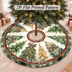 Festive Leopard Coquette Christmas Bows Brushed Polyester Tree Skirt
