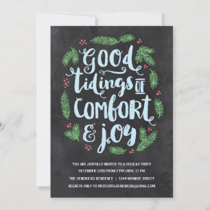 Festive Lettering   Chalkboard Holiday Party Invitation