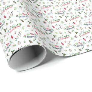 Festive Lettering Holiday Christmas Wrapping Paper
