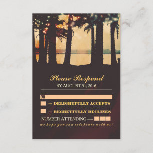 festive lights palms beach wedding RSVP