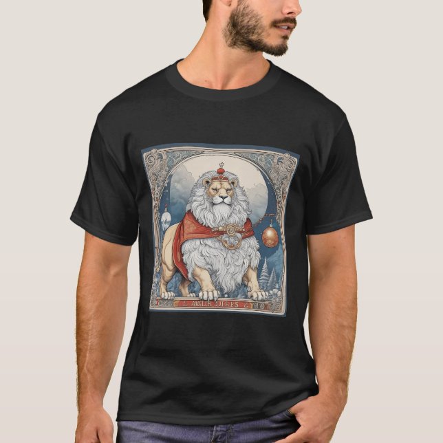 Festive Lion in Christmas T-Shirt (Front)