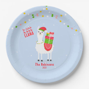 Festive Llama Christmas Paper Plate