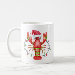 Festive Lobster Christmas Mug with Santa Hat