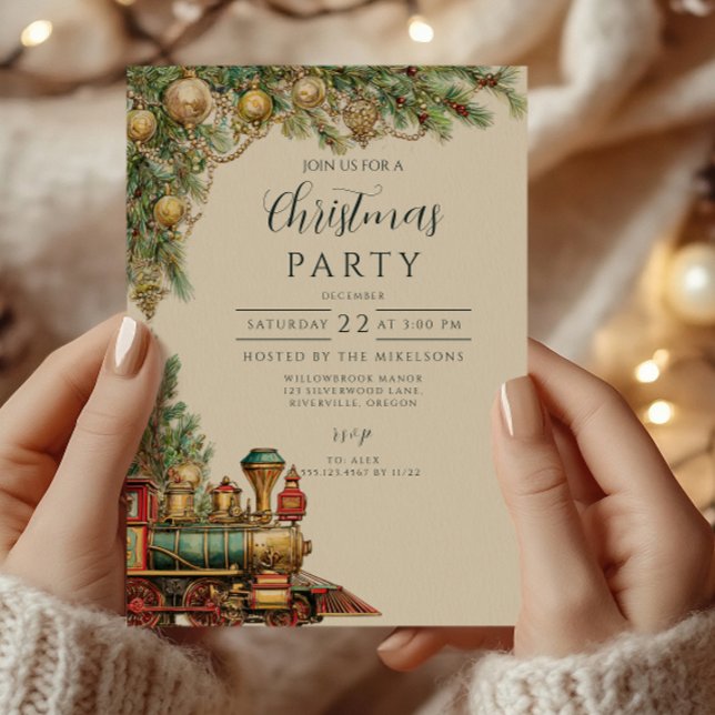 Festive Locomotive Holiday Invitation (Creator Uploaded)