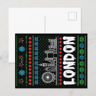 Festive London United Kingdom Ugly Christmas  Postcard
