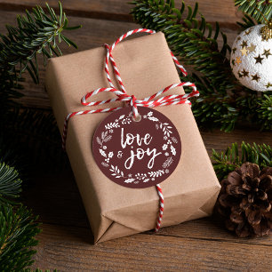Festive Love & Joy Happy Holidays Personalized Favour Tags