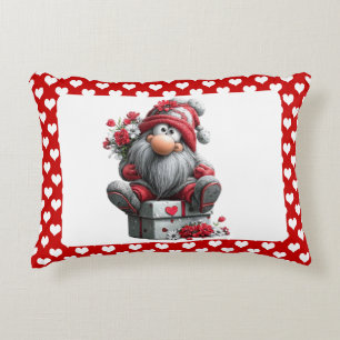 Festive Love Messenger Gnome "Heart and Presents" Accent Pillow