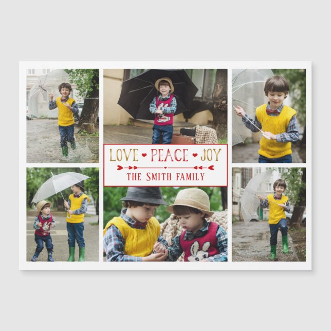 Festive Love, Peace, Joy | Six Photo Collage (Front)