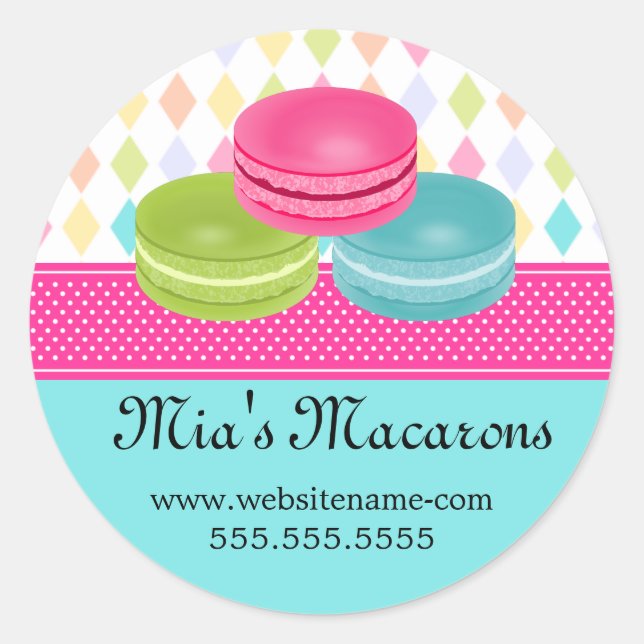 Festive Macaron Bakery Box Seals (Front)