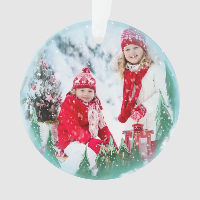 Festive Magical Winter Snow Globe Multiple Photo Ornament (Front)
