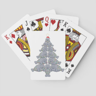 Festive Manatee Christmas Tree with Magical Ocean Playing Cards