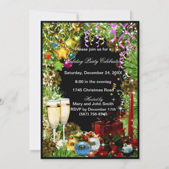 Festive Manger Boire Marry Invitation de fête de N (Devant)