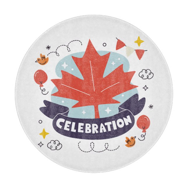 Festive Maple Leaf Celebration Cutting Board (Front)