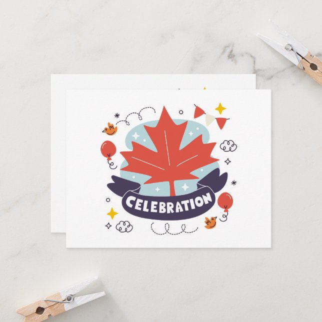 Festive Maple Leaf Celebration Invitation (Front/Back In Situ)