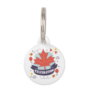 Festive Maple Leaf Celebration Pet Tag