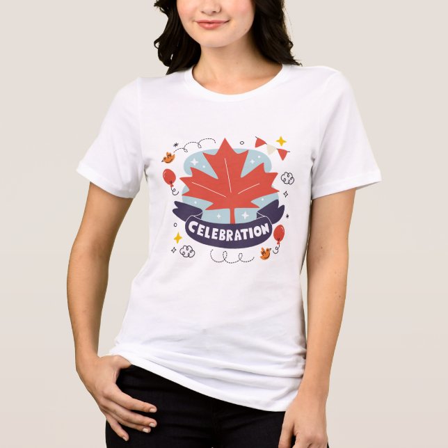 Festive Maple Leaf Celebration Tri-Blend Shirt (Front)