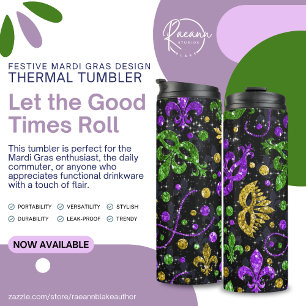 Festive Mardi Gras Design Thermal Tumbler