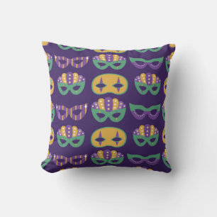 Festive Mardi Gras Masks Throw Pillow
