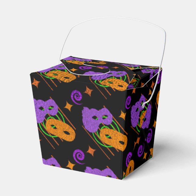 Festive Masquerade Masks Take-Out Favour Box (Front Side)