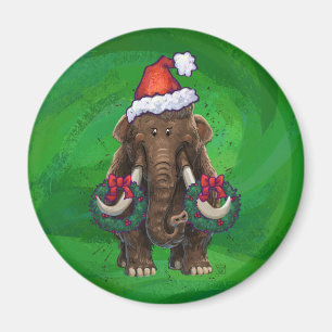 Festive Mastodon on Green Magnet