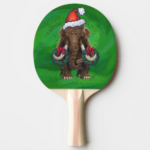 Festive Mastodon on Green Ping Pong Paddle