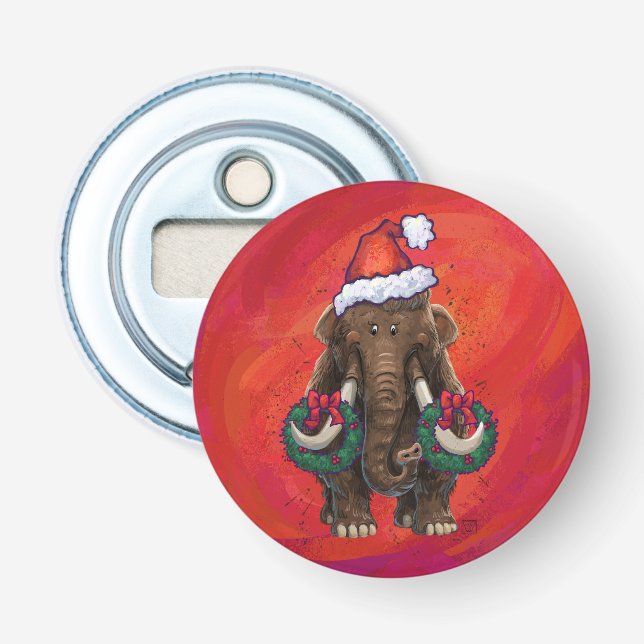 Festive Mastodon on Red Bottle Opener (Front)