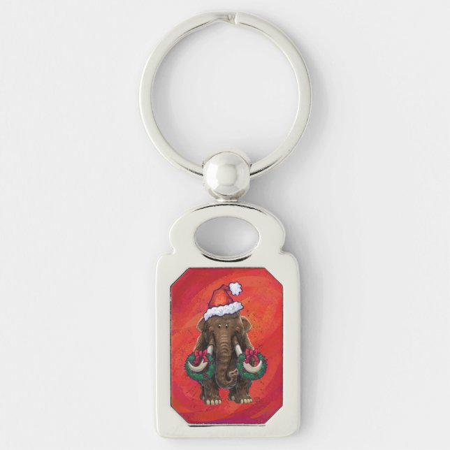 Festive Mastodon on Red Keychain (Front)