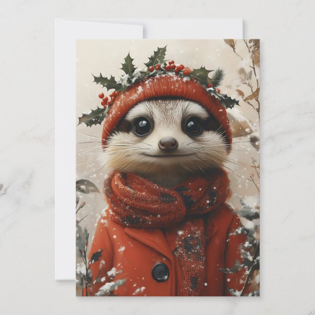 Festive Meerkat in Winter Wonderland Invitation (Front)