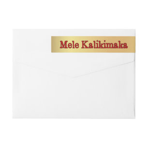 Festive Mele Kalikimaka on Gold Return Address Wrap Around Label