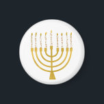 Festive Menorah Hanukkah Candles Elegant Minimal  Magnet<br><div class="desc">Faux gold foil menorah candles for your Hanukkah celebration. Whimsical menorah illustration with white stars covered celestial candles on a faux gold menorah candle stand. Minimalist menorah elegant starry Hanukkah illustrated design gifts and paper products.</div>