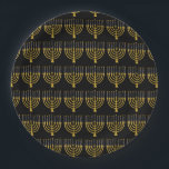 Festive Menorah Hanukkah Candles Elegant Pattern Paper Plate<br><div class="desc">Faux gold foil menorah candles for your Hanukkah celebration. Whimsical menorah illustration with white stars covered celestial candles on a faux gold menorah candle stand. Menorah elegant starry Hanukkah illustrated design gifts and paper products.</div>