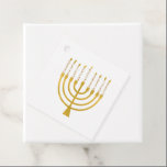 Festive Menorah Hanukkah Celestial Candles Wedding Favour Tags<br><div class="desc">Faux gold foil menorah candles for your Hanukkah celebration. Whimsical menorah illustration with white stars covered celestial candles on a faux gold menorah candle stand. Menorah elegant starry wedding Hanukkah illustrated design gifts and paper products.</div>
