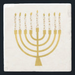 Festive Menorah Hanukkah Celestial Candles Wedding Stone Coaster<br><div class="desc">Faux gold foil menorah candles for your Hanukkah celebration. Whimsical menorah illustration with white stars covered celestial candles on a faux gold menorah candle stand. Menorah elegant starry wedding Hanukkah illustrated design gifts and paper products.</div>