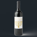 Festive Menorah Hanukkah Celestial Candles Wedding Wine Label<br><div class="desc">Faux gold foil menorah candles for your Hanukkah celebration. Whimsical menorah illustration with white stars covered celestial candles on a faux gold menorah candle stand. Menorah elegant starry wedding Hanukkah illustrated design gifts and paper products.</div>