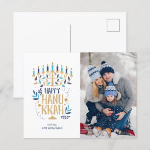 Festive Menorah Happy Hanukkah Holiday Postcard
