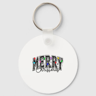 Festive Merry & Bright Christmas Lights Keychain