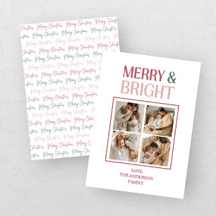 Festive Merry And Bright Christmas  Holiday Card