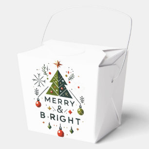 Festive Merry and Bright Christmas Tree Design Favor Box