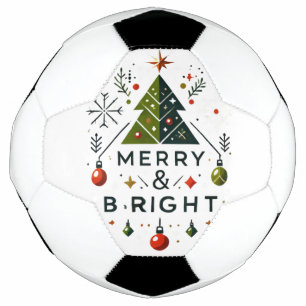 Festive Merry and Bright Christmas Tree Design Soccer Ball
