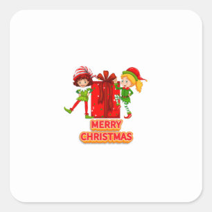 Festive Merry & Bright 2026 Christmas- Colorful Square Sticker