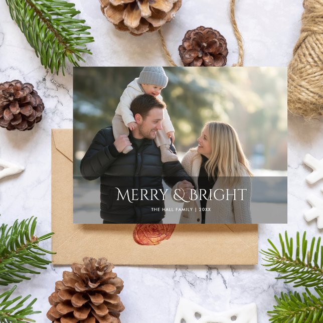 Festive Merry & Bright Family Christmas card (Creator Uploaded)