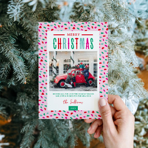 Festive Merry Christmas 4 Photo Holiday Card