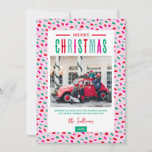 Festive Merry Christmas 4 Photo Holiday Card