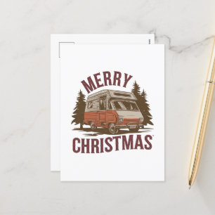 Festive Merry Christmas Camping word art Holiday Postcard